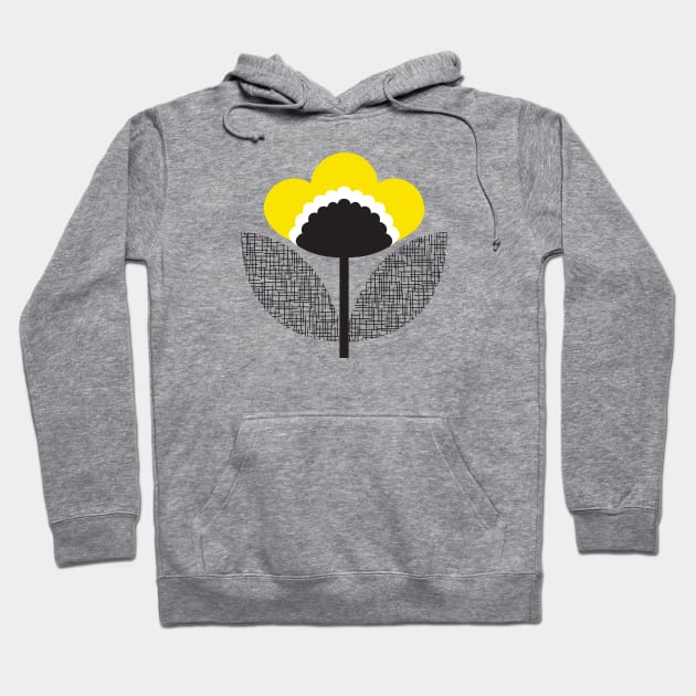 Retro Midcentury Modern graphic flower in yellow Hoodie by Jennifer Ladd